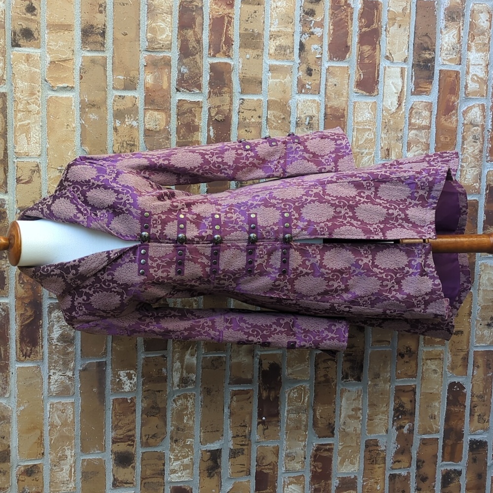 Purple Brocade Gothic Steampunk Floral Jacket Coat